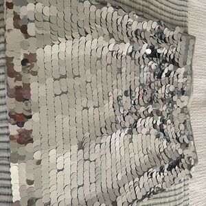 Ann Taylor Shimmering Silver Mini Skirt